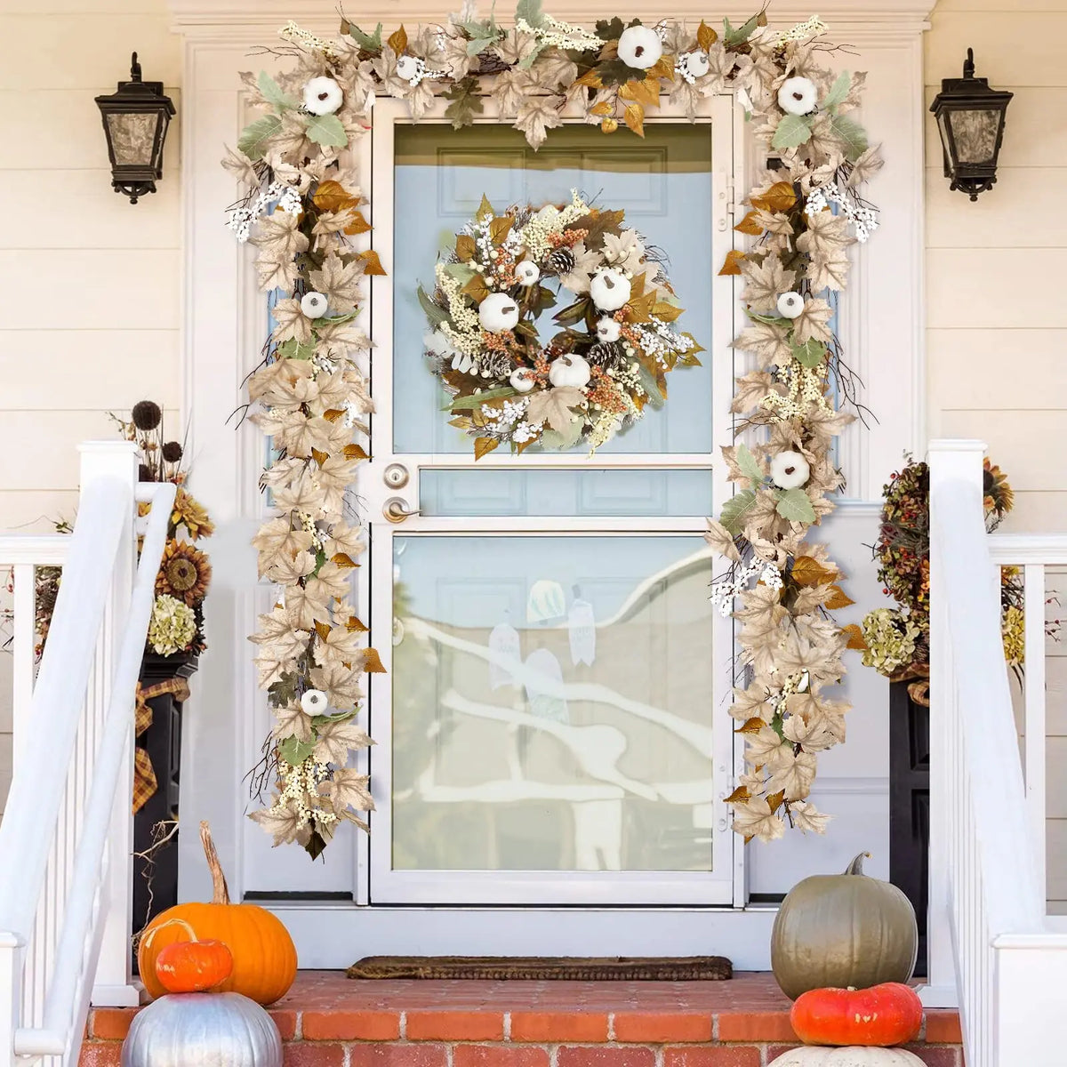 1.75m Maple Leaf Pumpkin Berry garland - Thanksgiving Harvest decoration