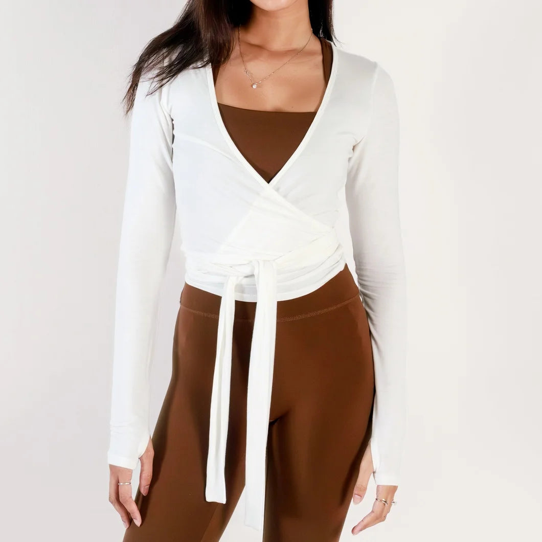Women's Ballet Wrap Shirt – V-Neck, Tie-Front, Feminine & Flowy