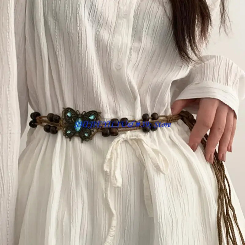 Beaded Butterflies Vintage Tassel Waist Belt (FREE SHIPPING)