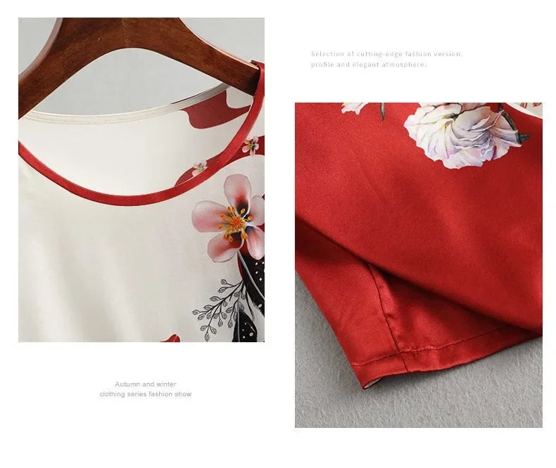 Plus Size Women's Silk Satin Print Blouse (FREE SHIPPING)