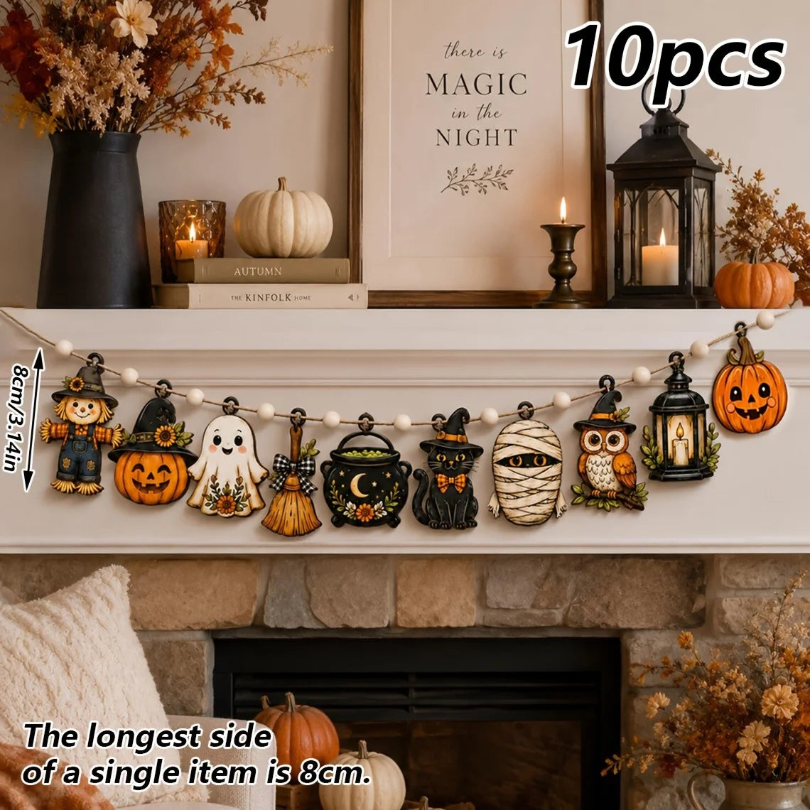 10 vintage Halloween wooden banners