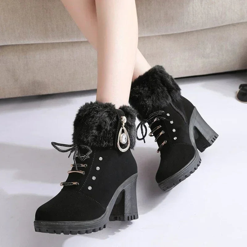 Suede Women Boots Winter Designer High Heels Shoes for Women (FREE SHIPPING)