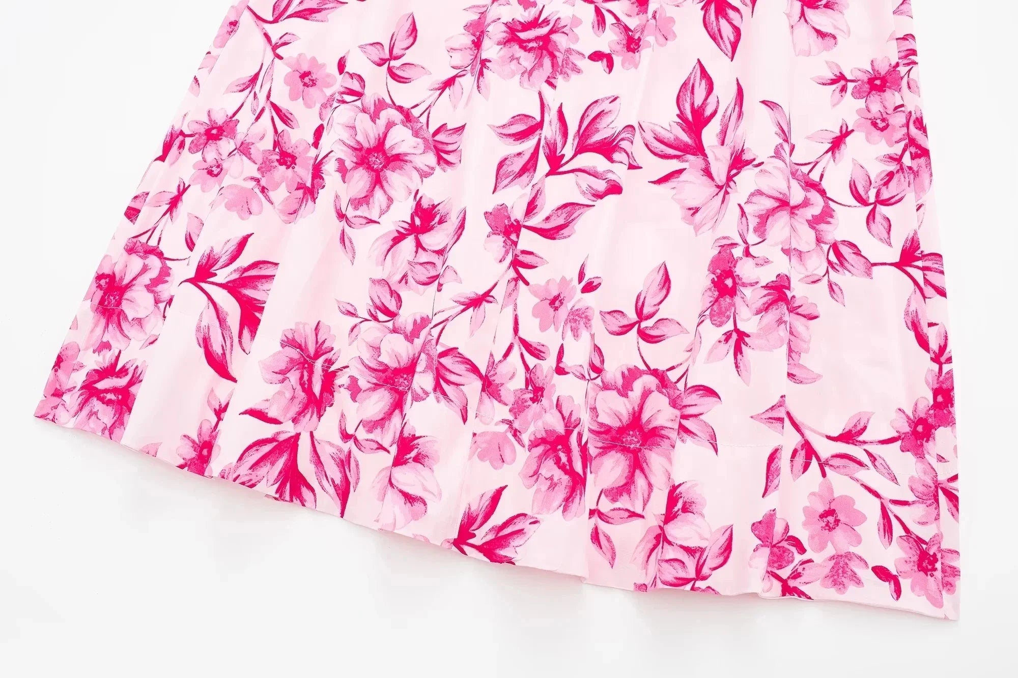 Sweet Pink Floral Print, Pleated Skirt (FREE SHIPPING)