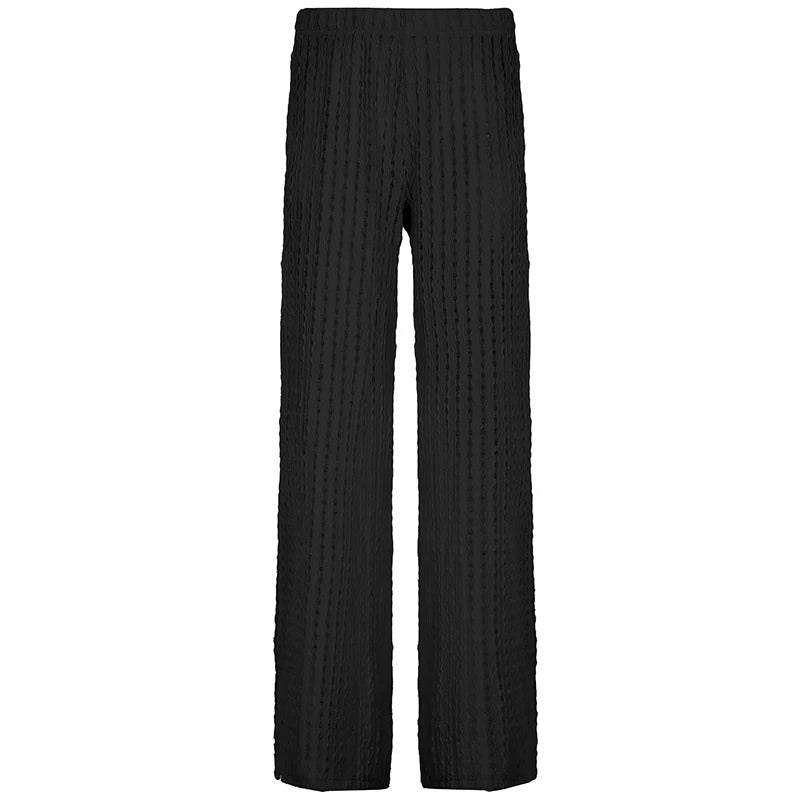 SUCHCUTE Holiday Fabric Texture Beach Knitted Pants Chic White Casual Pants  Y2k Aesthetic Summer Straight Trousers Beachwear