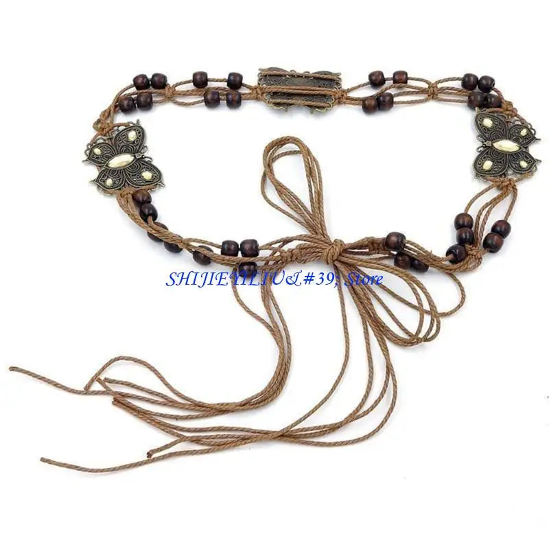 Beaded Butterflies Vintage Tassel Waist Belt (FREE SHIPPING)
