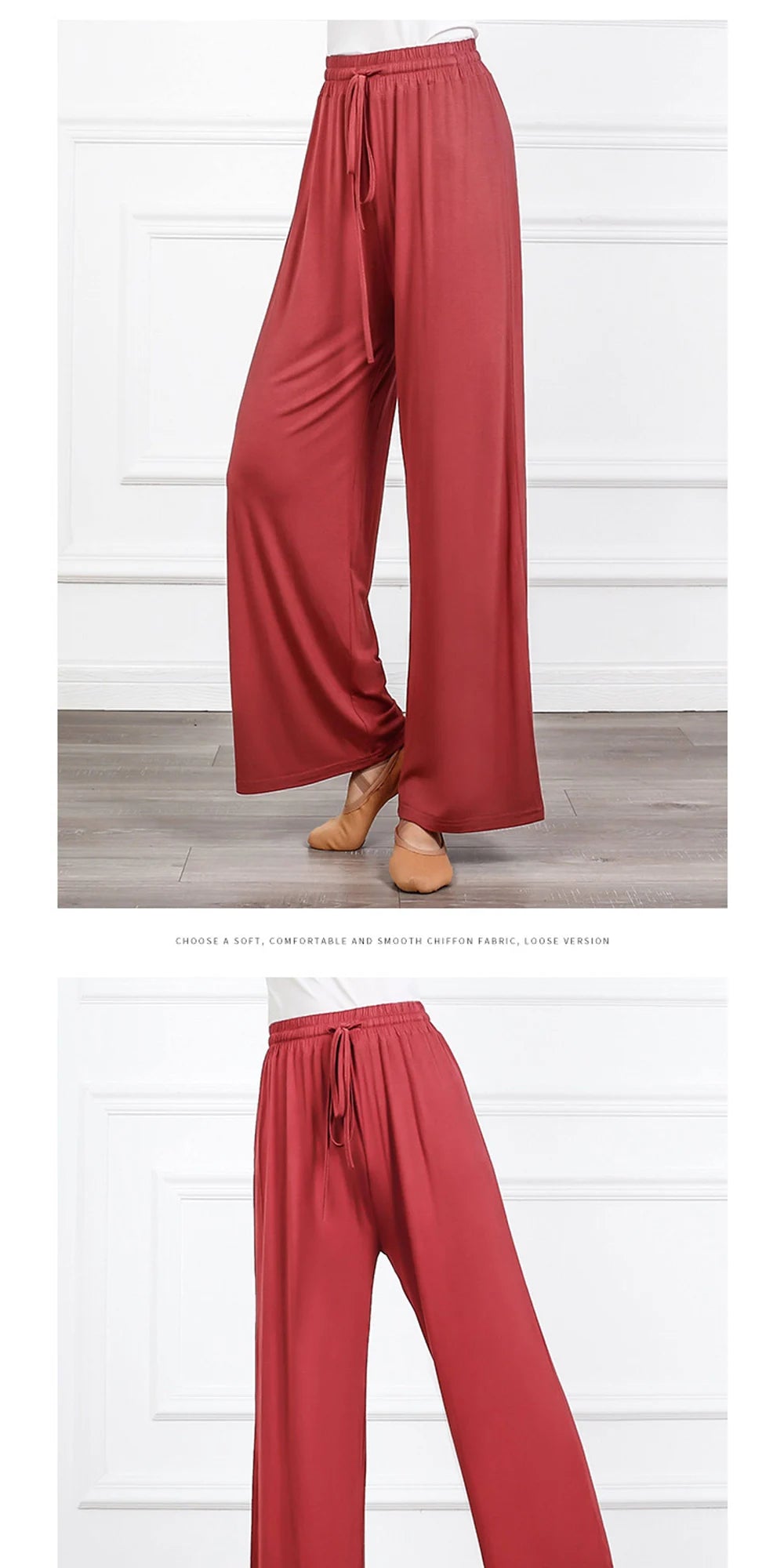 Women's soft ice silk wide leg pants High waist loose comfortable straight leg casual pants suitable for outdoor black pants
