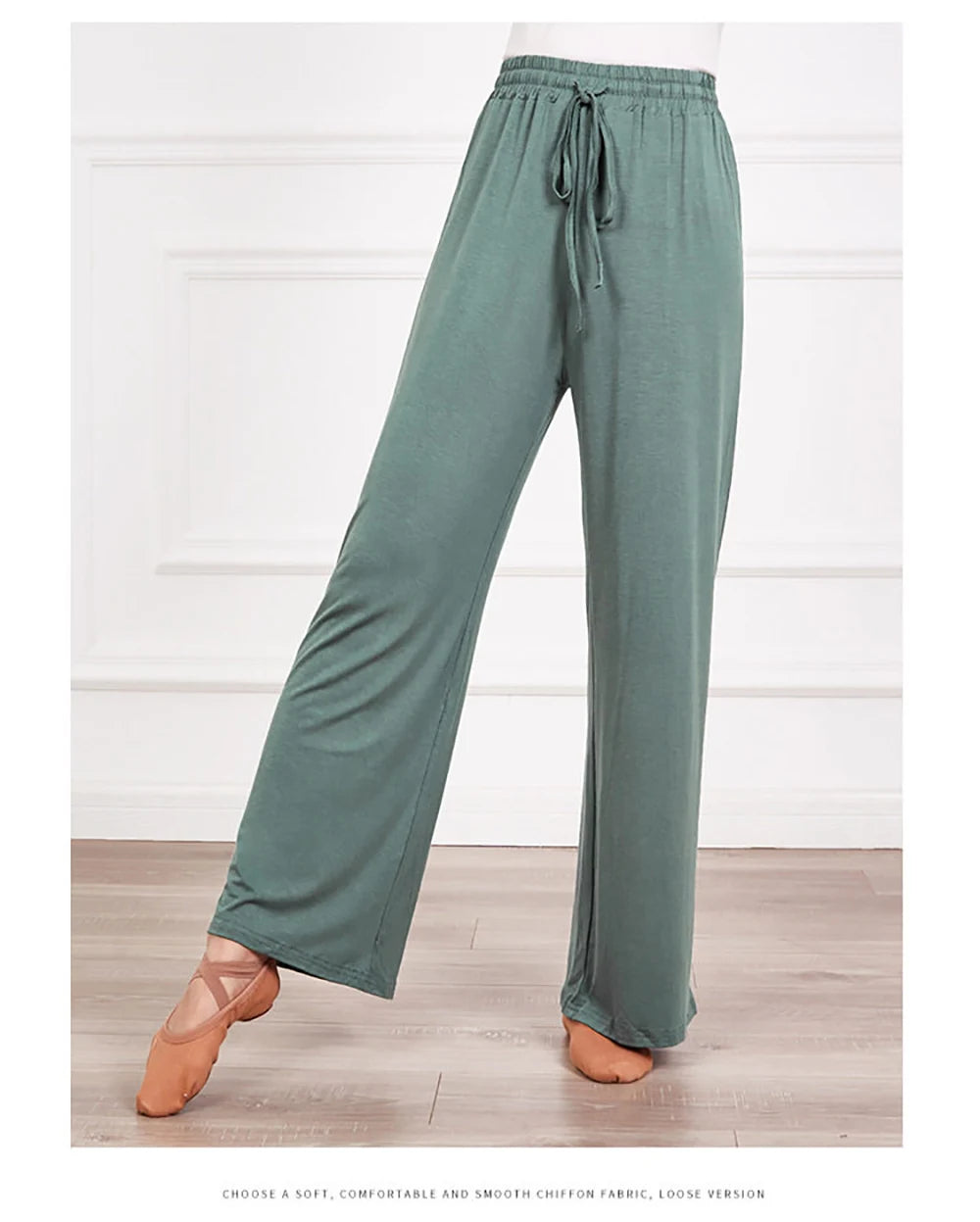 Women's soft ice silk wide leg pants High waist loose comfortable straight leg casual pants suitable for outdoor black pants