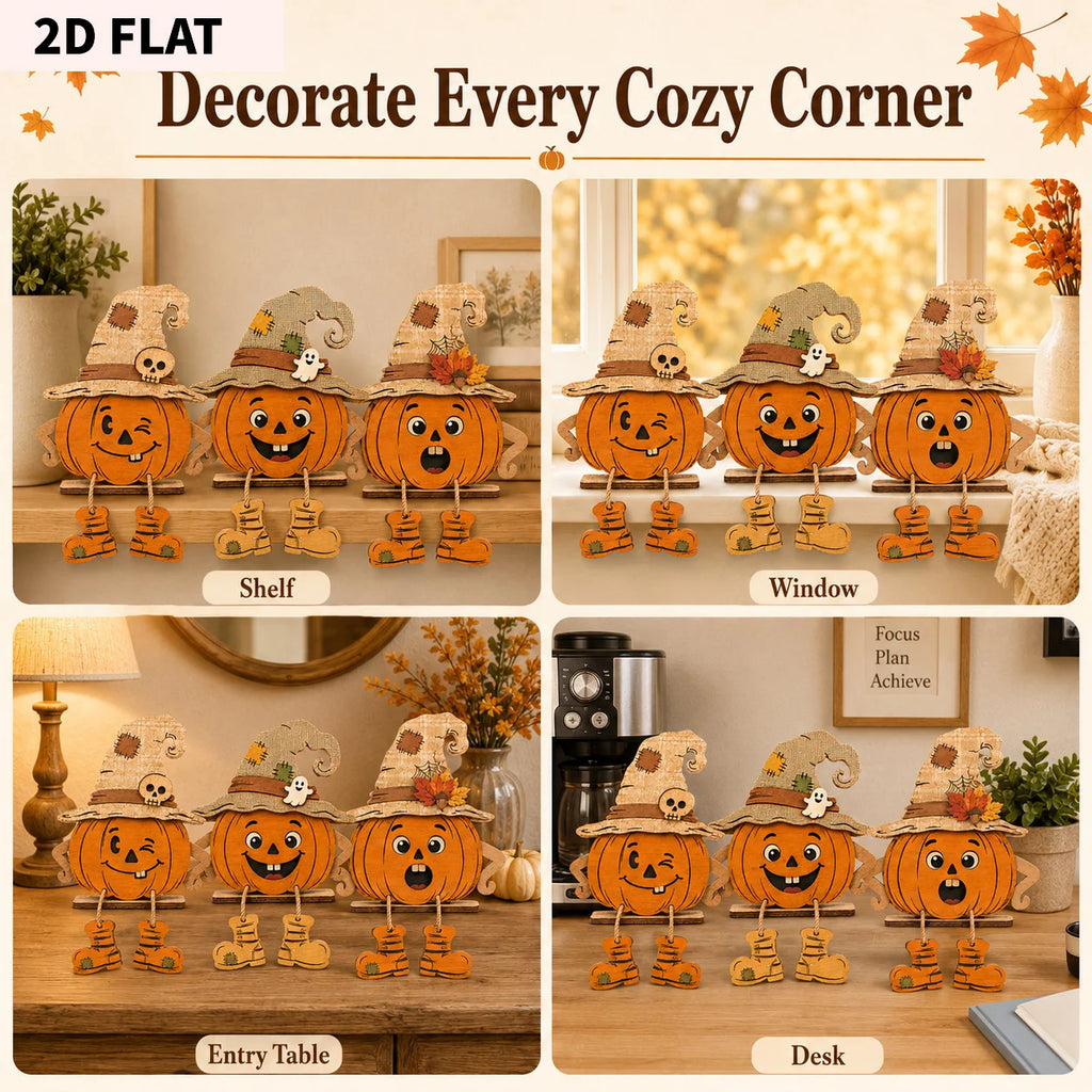 2D Flat, Halloween Decor Autumn Wooden Decorative Plaques