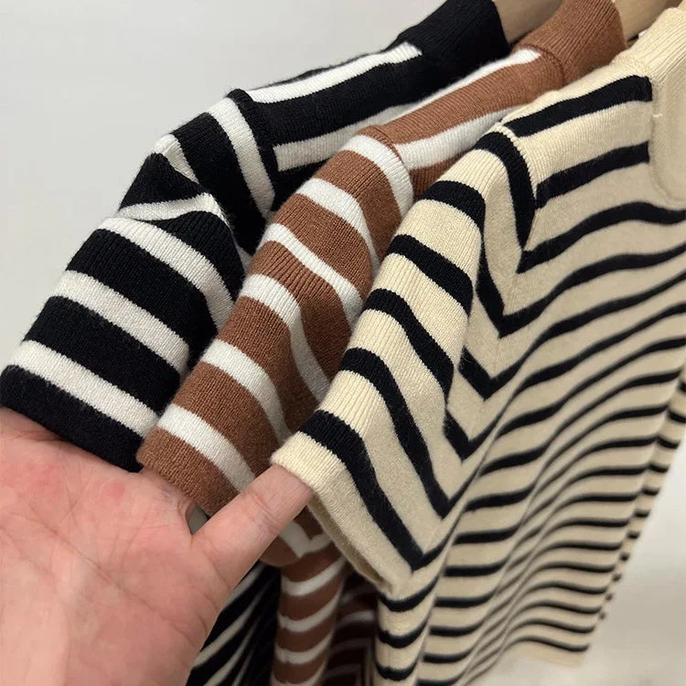 Half Turtleneck Pullover Striped Sweater (FREE SHIPPING)