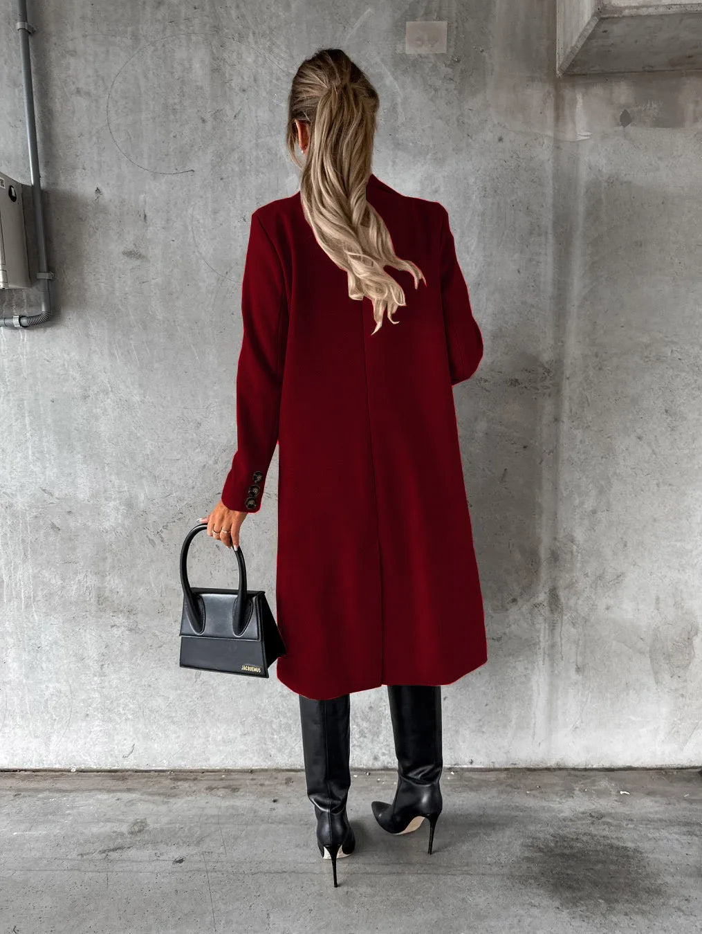 Women Wool Coats Long Jacket Double Breasted Turn Down Collar Woolen Overcoat Autumn Winter Vintage Office Lady Outerwear