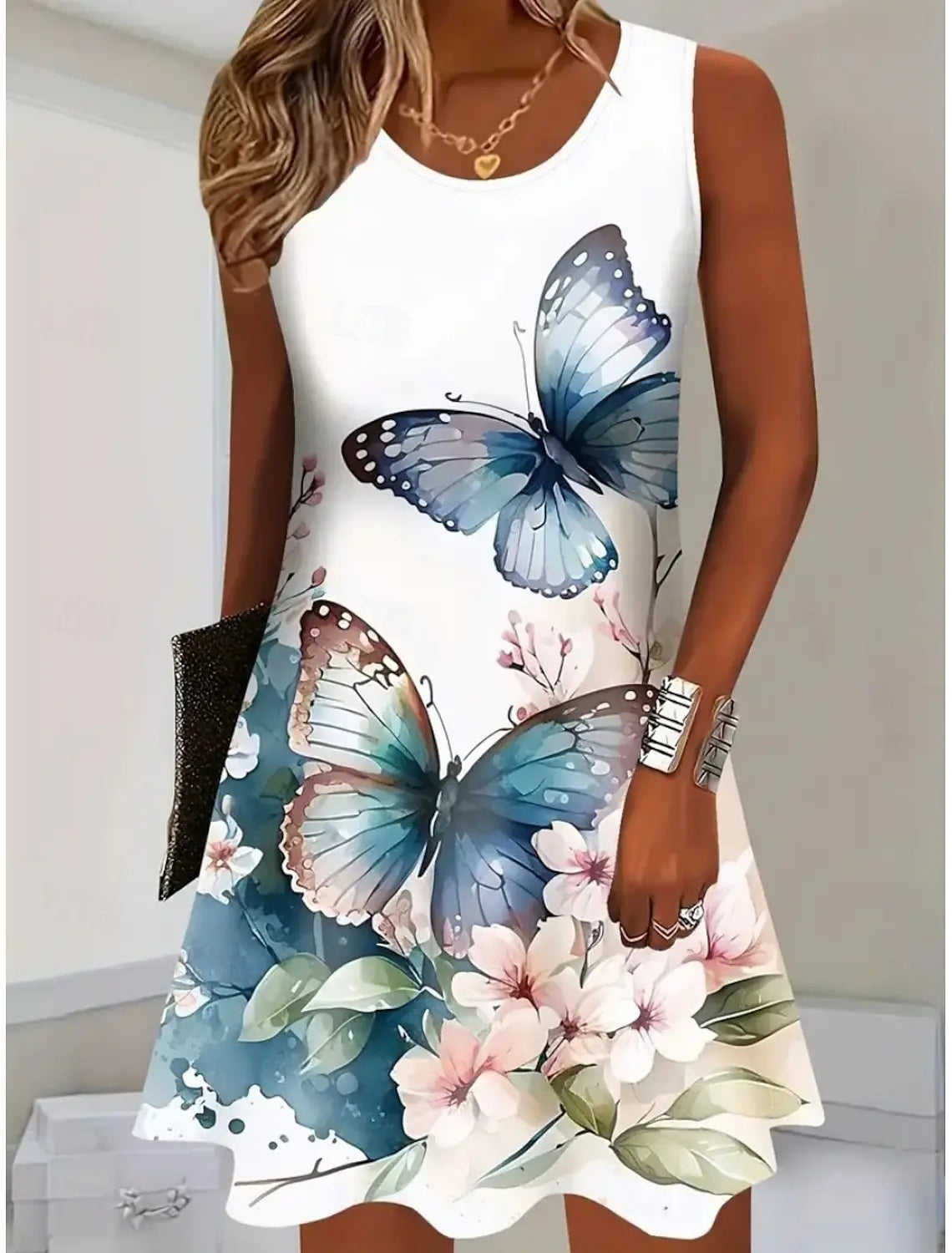 Women's Sleeveless Butterfly Print Dress – Whimsical, Feminine & Summer-Ready