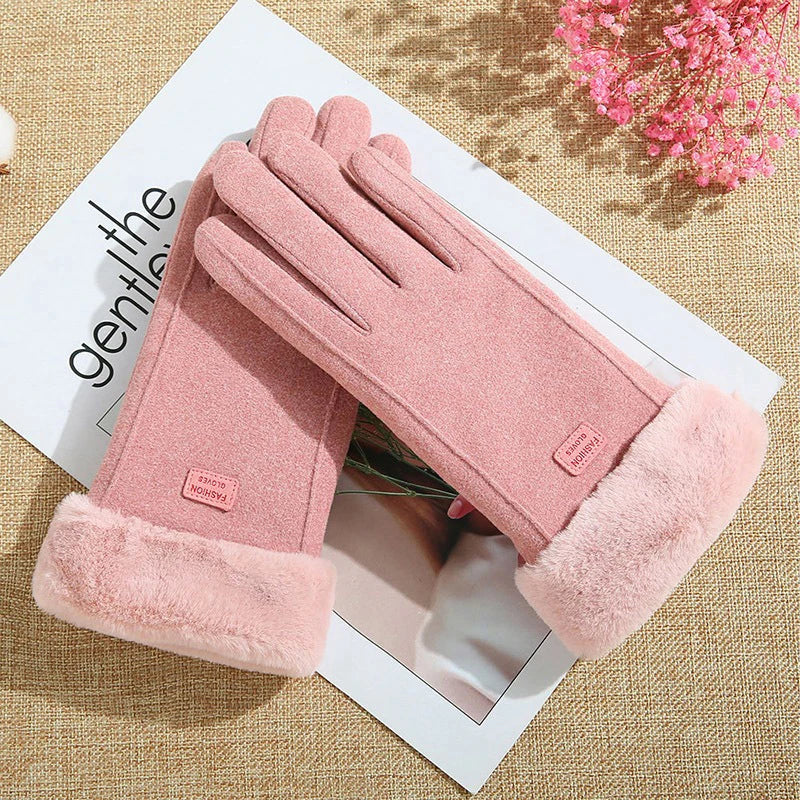 Women's Suede Touchscreen Gloves – Warm, Soft, Winter-Ready