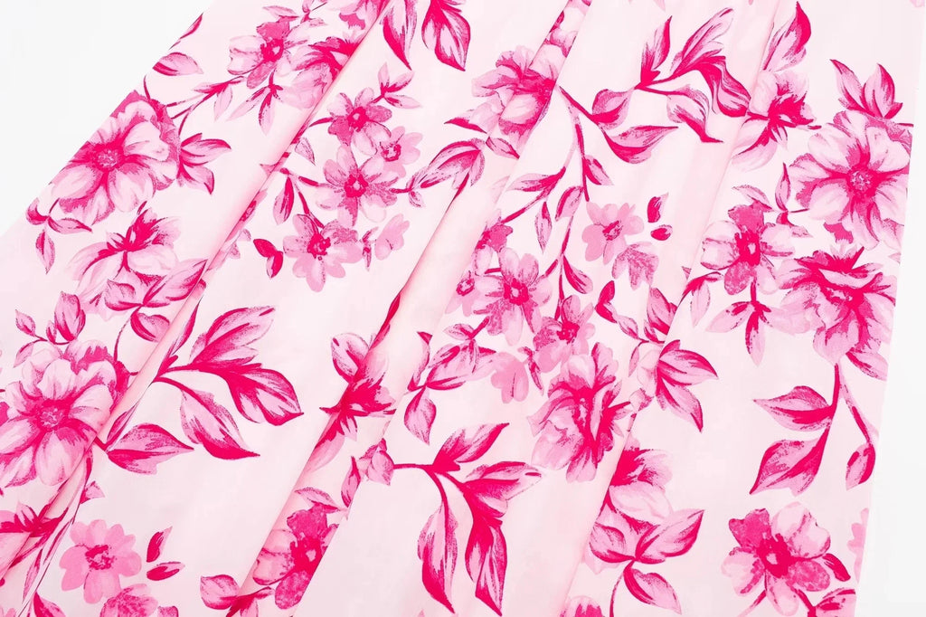 Sweet Pink Floral Print, Pleated Skirt (FREE SHIPPING)