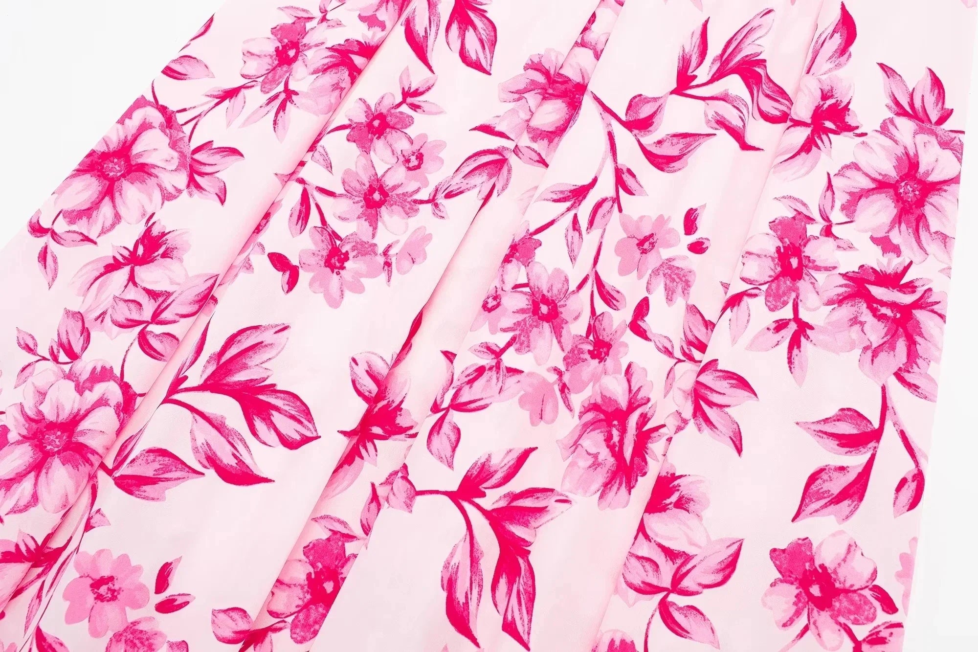 Sweet Pink Floral Print, Pleated Skirt (FREE SHIPPING)