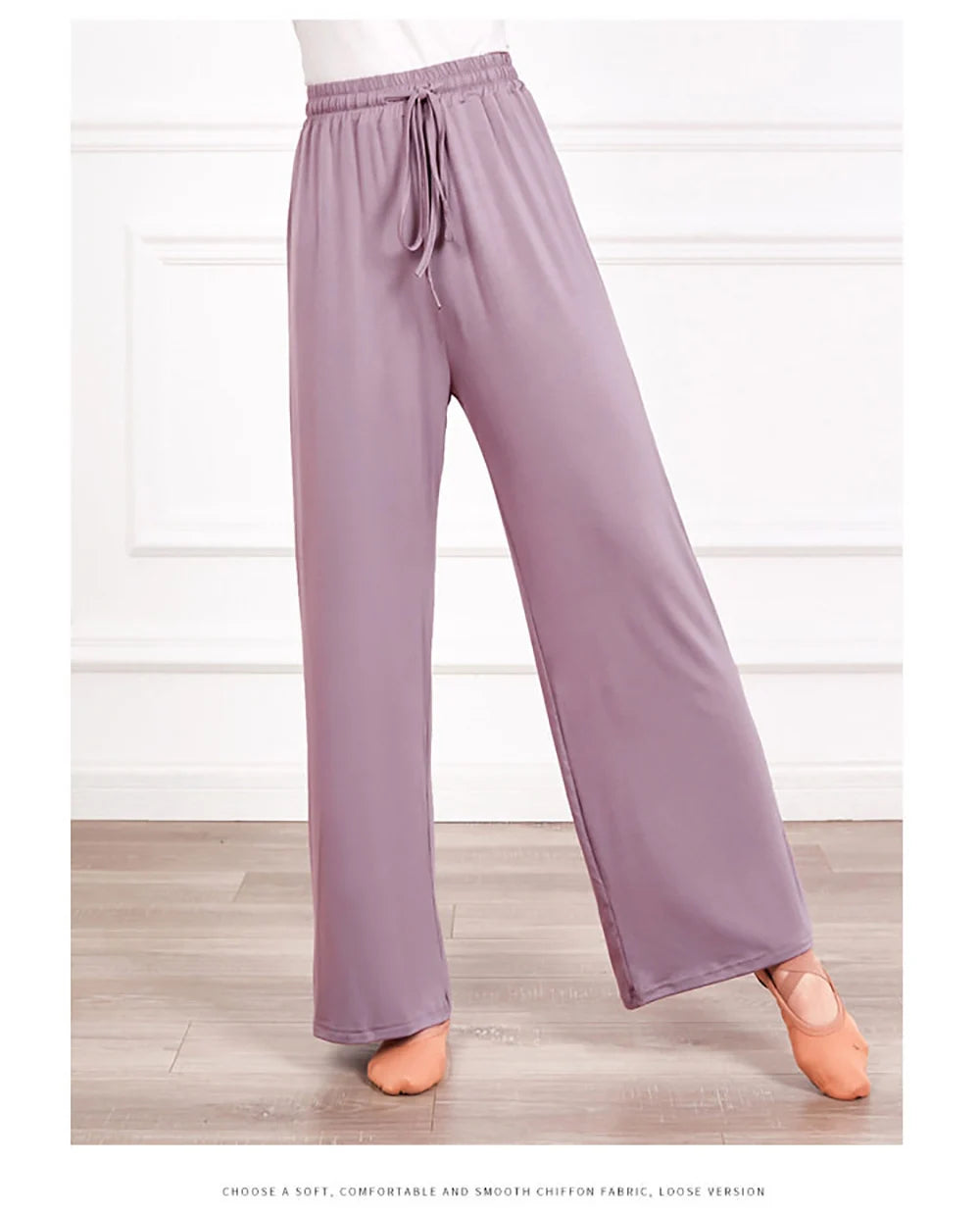 Women's soft ice silk wide leg pants High waist loose comfortable straight leg casual pants suitable for outdoor black pants