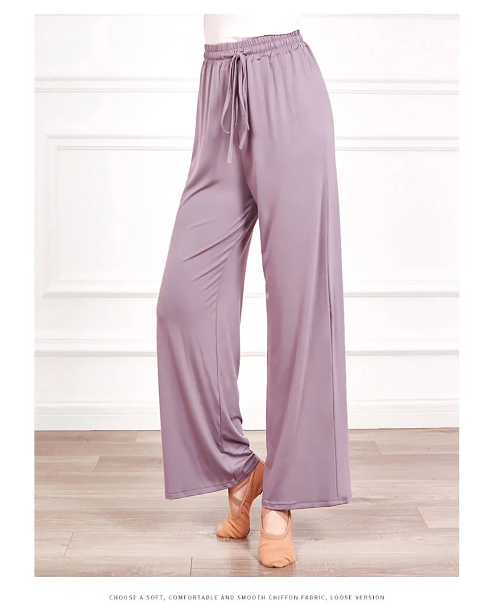 Women's soft ice silk wide leg pants High waist loose comfortable straight leg casual pants suitable for outdoor black pants