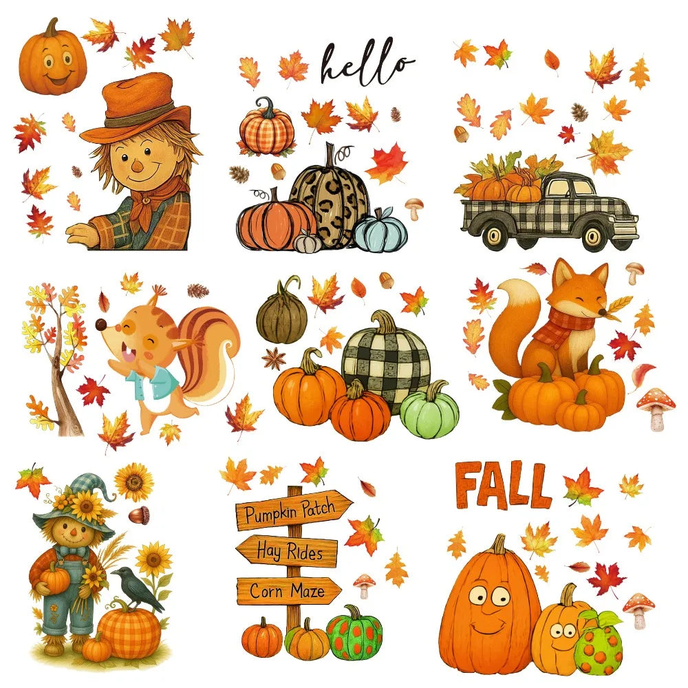 Fall Window Clings Autumn Reusable Thanksgiving Decor