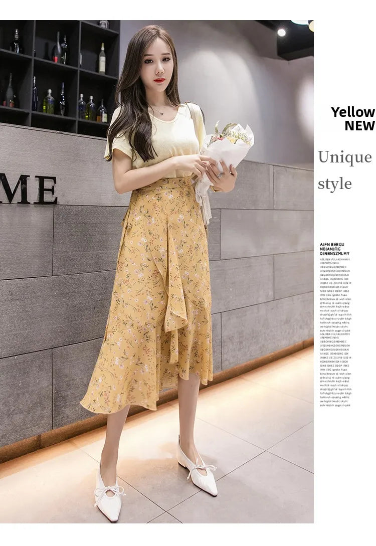 Summer Beach Skirt for Women Floral Print Gown