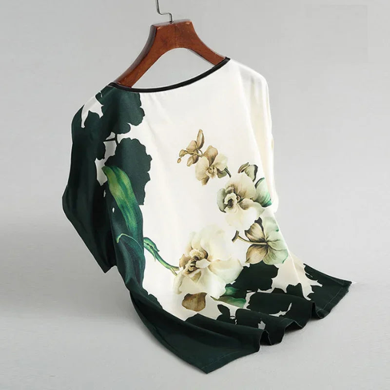 Plus Size Women's Silk Satin Print Blouse (FREE SHIPPING)