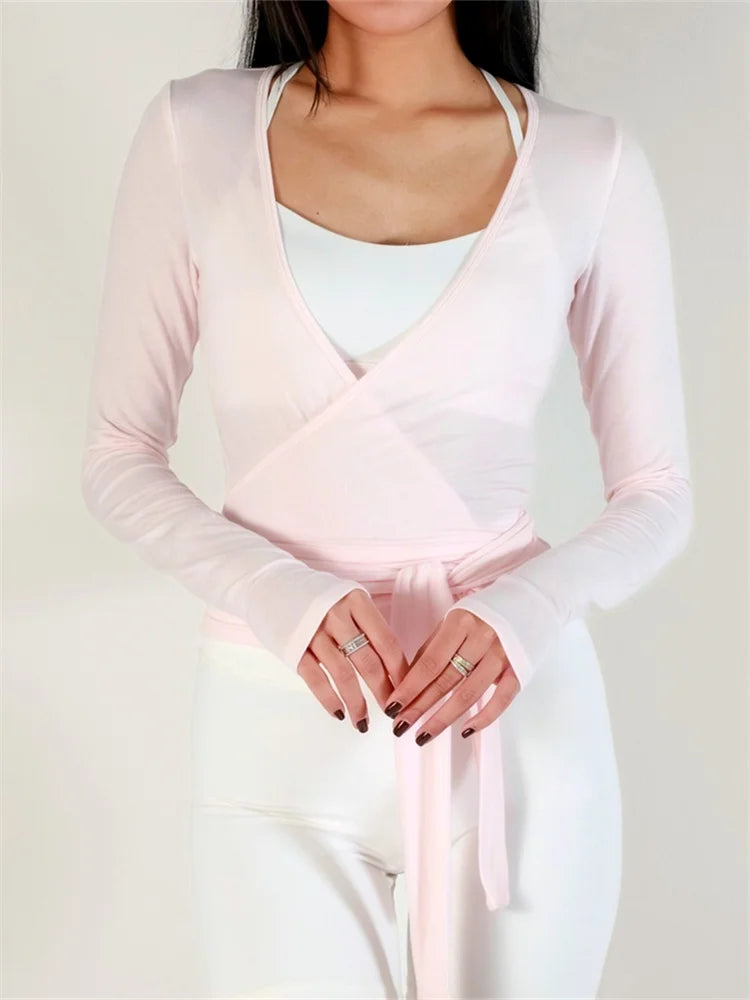 Women's Bandage Wrap Shirt Long Sleeve (FREE SHIPPING)