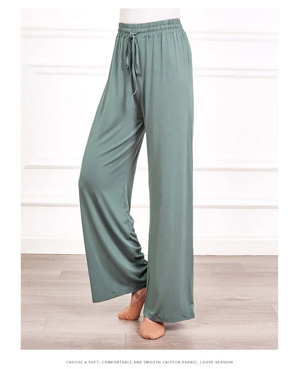 Women's soft ice silk wide leg pants High waist loose comfortable straight leg casual pants suitable for outdoor black pants
