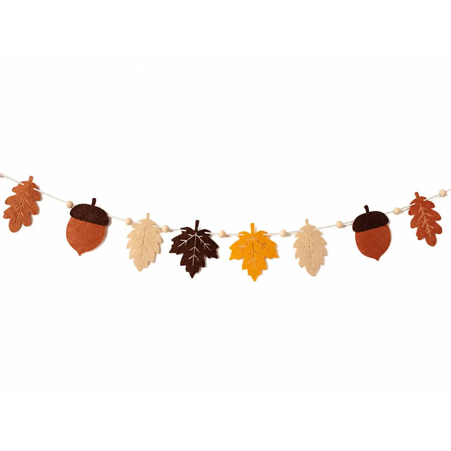 Felt Fall Garland Autumn Leaf Acorn Banner, Thanksgiving Decorations
