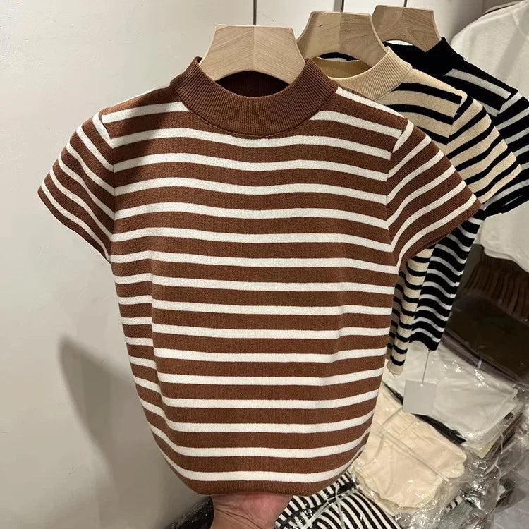 Half Turtleneck Pullover Striped Sweater (FREE SHIPPING)