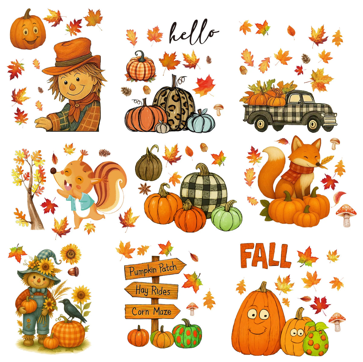 Fall Window Clings Autumn Reusable Thanksgiving Decor