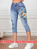 8233 [Printed Pants - Not Denim Fabric] Printed Legging - Not Denim Fabric, Not Textured, New Women's Capri Leggings,