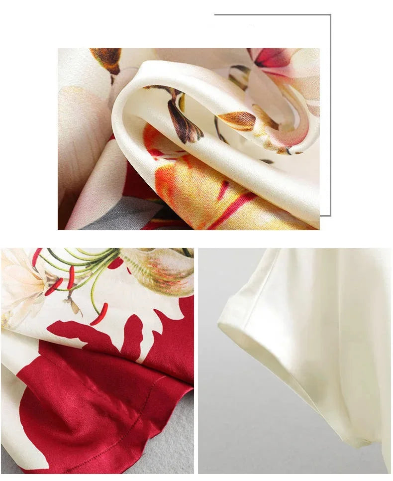 Plus Size Women's Silk Satin Print Blouse (FREE SHIPPING)