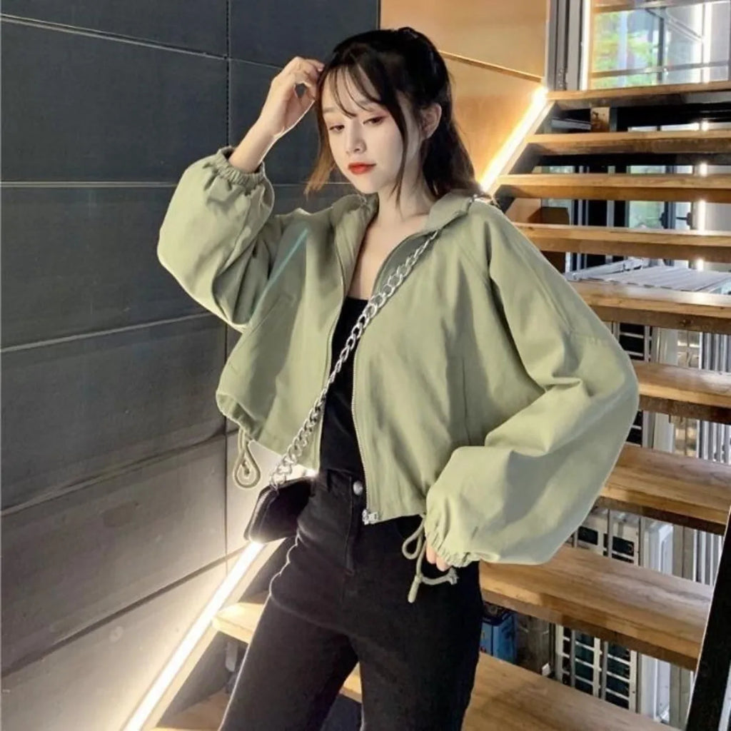 Clothes for Thin Style Women Sweatshirts Y2k Sweatshirt Solid Color Zip Hoodie Clothing Female Versatile Trend Streetwear