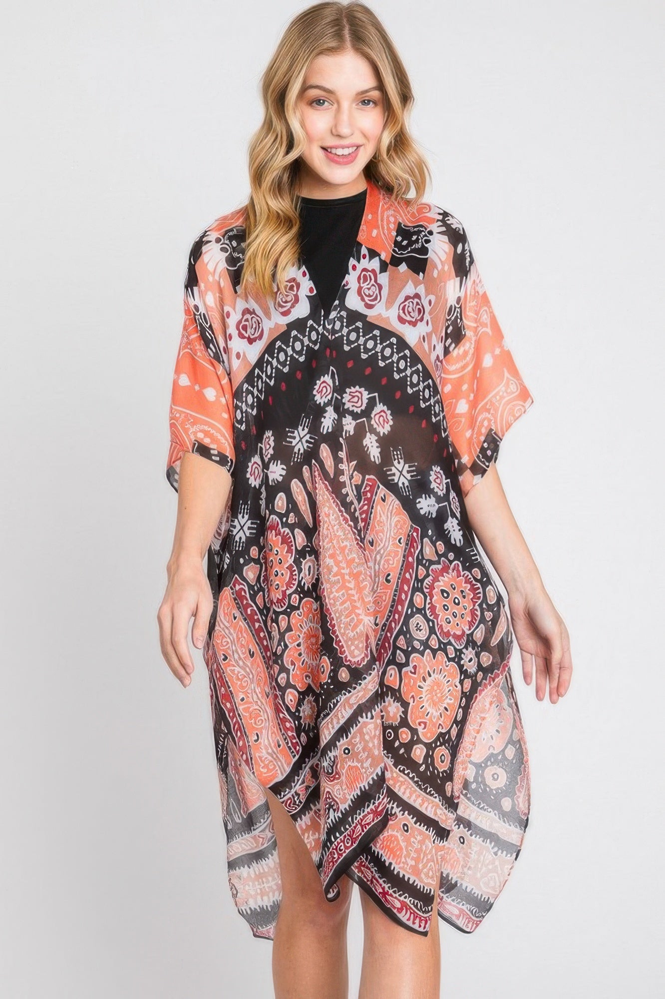 Geometric Boho Print Kimono