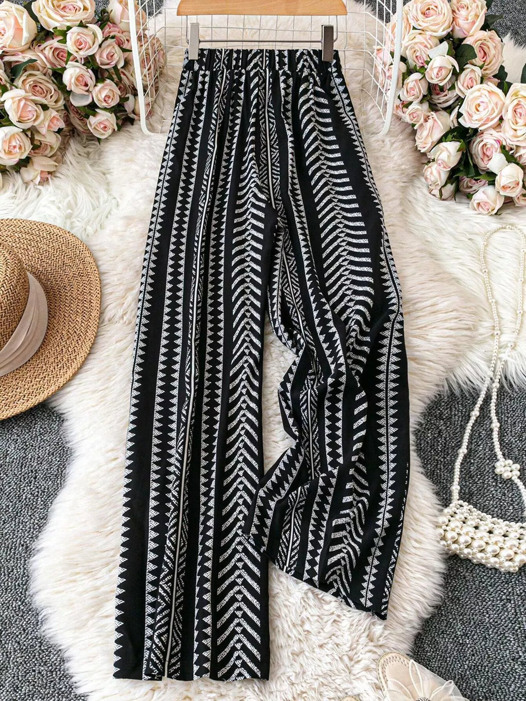 Boho Print Wide Leg Pants