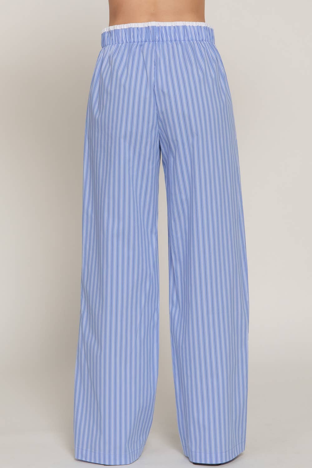 Active USA "Lounge Line" Contrast Waist Boxer Straight Pants — Striped Yarn-Dyed Stretch Woven Western Loungewear