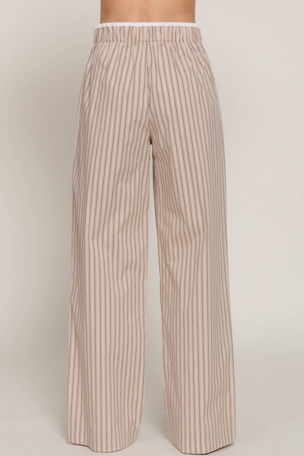 Active USA "Lounge Line" Contrast Waist Boxer Straight Pants — Striped Yarn-Dyed Stretch Woven Western Loungewear