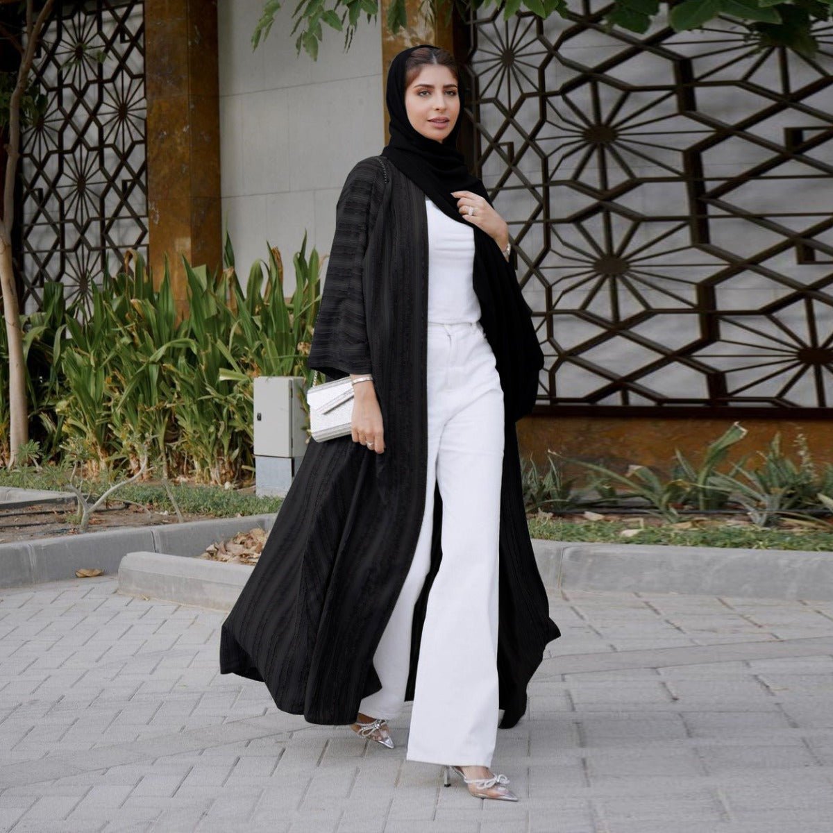 Vintage Knitted Cardigan Abaya | Modest Longline Open Front Jacket for Women (MOA217)